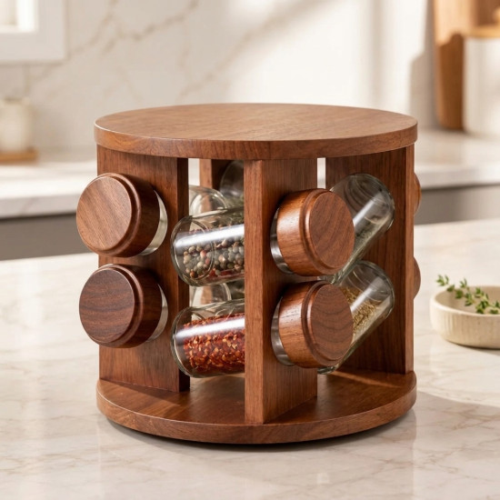 Rotating Spice Jars Set - 8 Pcs